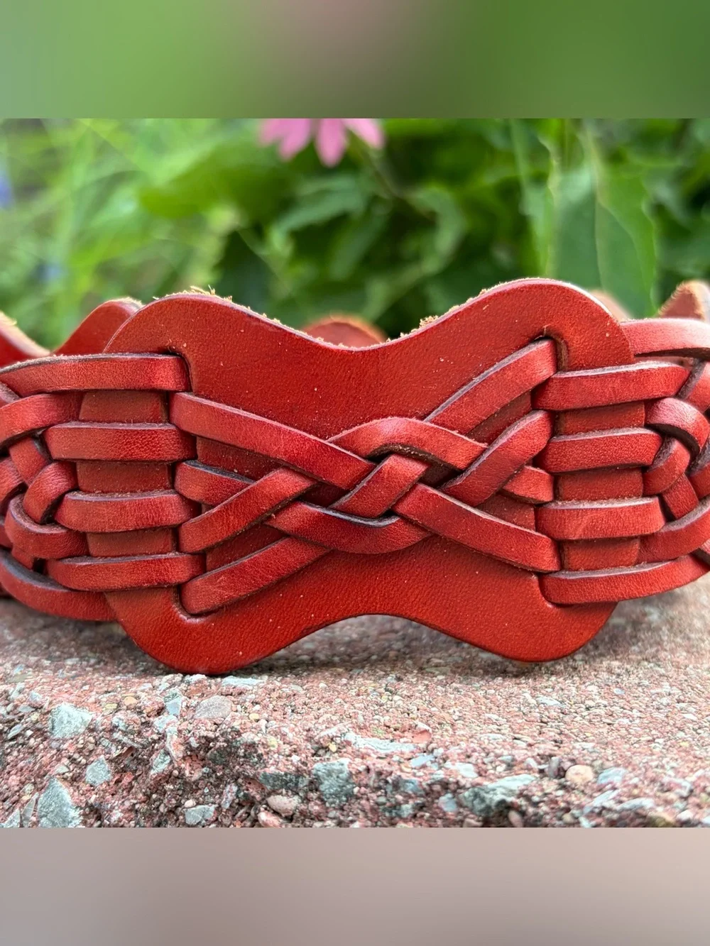 Vintage ECHO Italian Leather Woven Red Cordovon Womens Size Small 30”